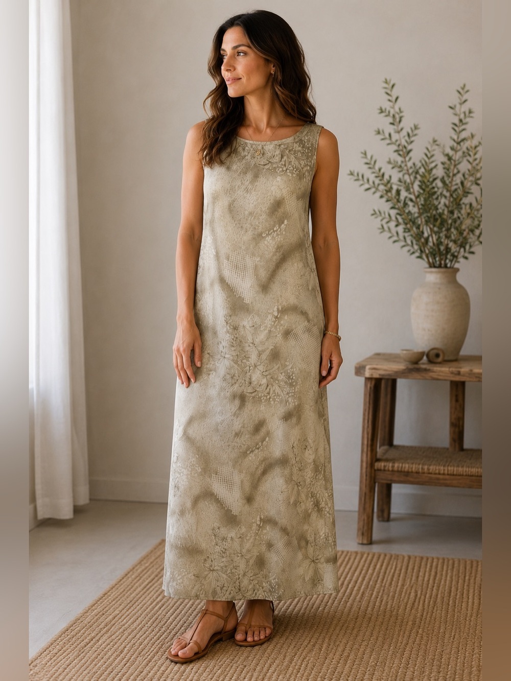 Option & Co Della Spiga Beige Sleeveless Dress Size 8P Neutral Minimalist